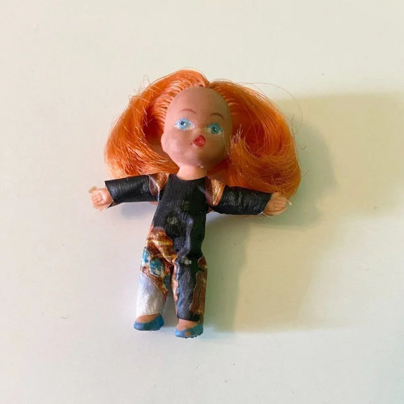 Vintage Liddle Kiddle Clone Doll Red Hair 2.5 Inch Tall - Picture 2 of 9